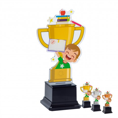 Student boy kids acrylic trophy