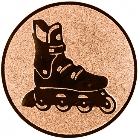 Roller skates medal insert bronze 25 mm