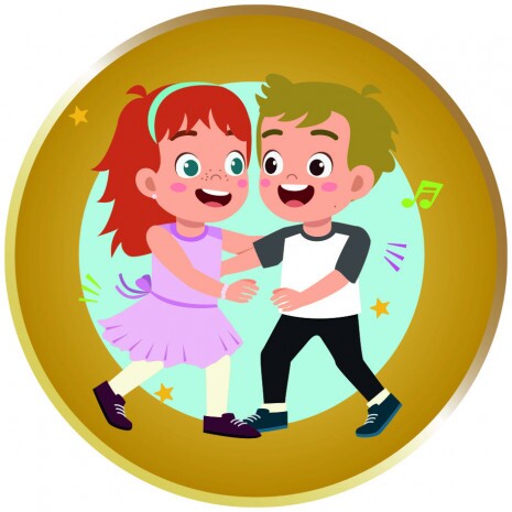 Dancing couple blue medal insert