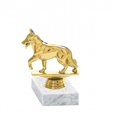 Dog (German Shepherd) golden figure with base