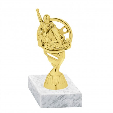 Go-kart gold figure with base