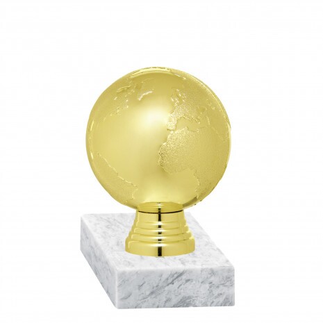 Gold globe figure with base