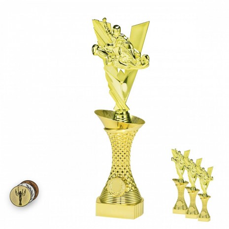 Go-Kart on a gold column stand