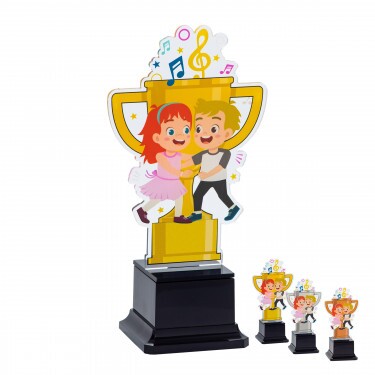 Dancing couple kids acrylic trophy