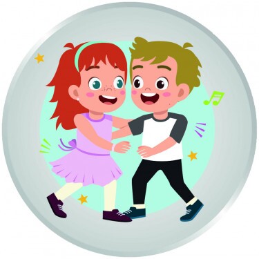 Dancing couple blue medal insert