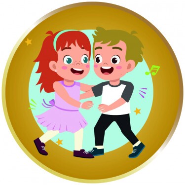 Dancing couple blue medal insert