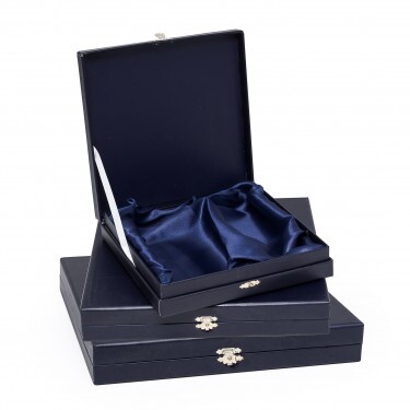 Gift box in blue color for decorative plates