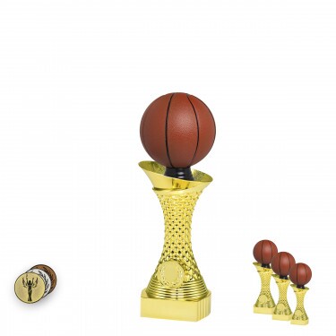 Colorful basketball on a gold column stand C