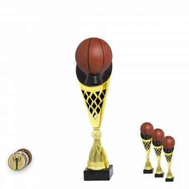 Colorful basketball on a black/gold trophy C