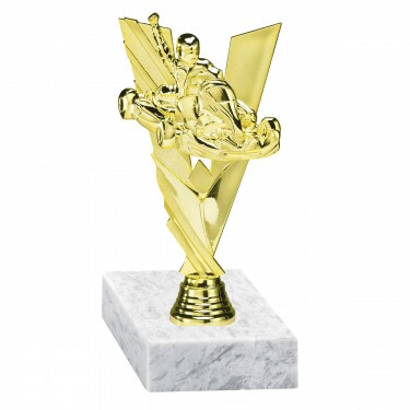 Go-Kart golden figure with base