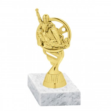 Go-kart gold figure with base