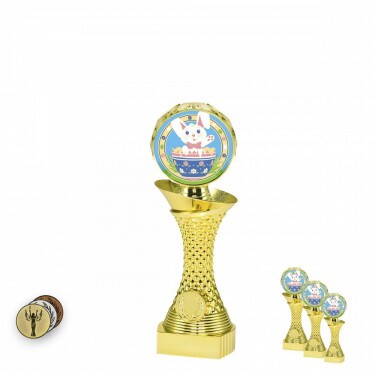 Húsvéti nyuszi arany oszlopos talpon A