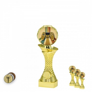 E-sport Playstation on a gold column stand