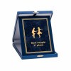 Leather effect plaque box in blue color