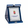 Leather effect plaque box in blue color