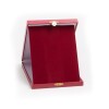Leather effect plaque box in burgundy color