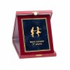 Leather effect plaque box in burgundy color