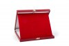 Leather effect plaque box in burgundy color