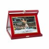 Leather effect plaque box in burgundy color